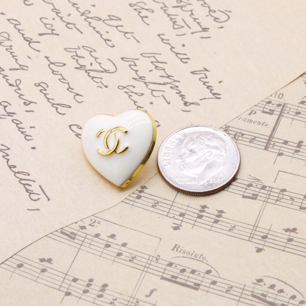 Designer White Heart Buttons Set of 2