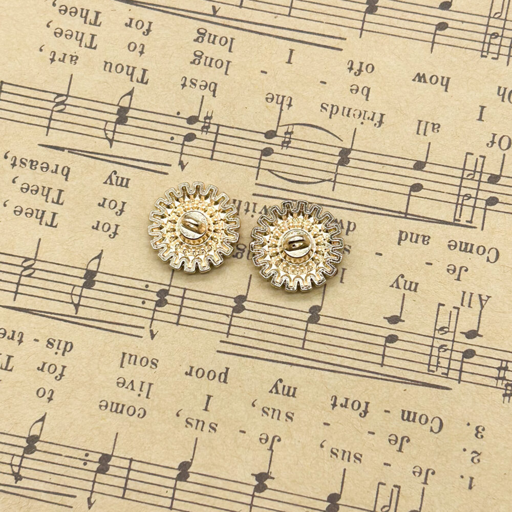 Designer White Enamel Sunburst Rhinestone Buttons - Image 2